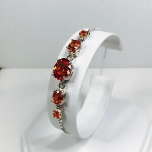 5.8ctw Lab Padparadscha Sapphire Bolo Bracelet in Sterling Silver Adjustable
